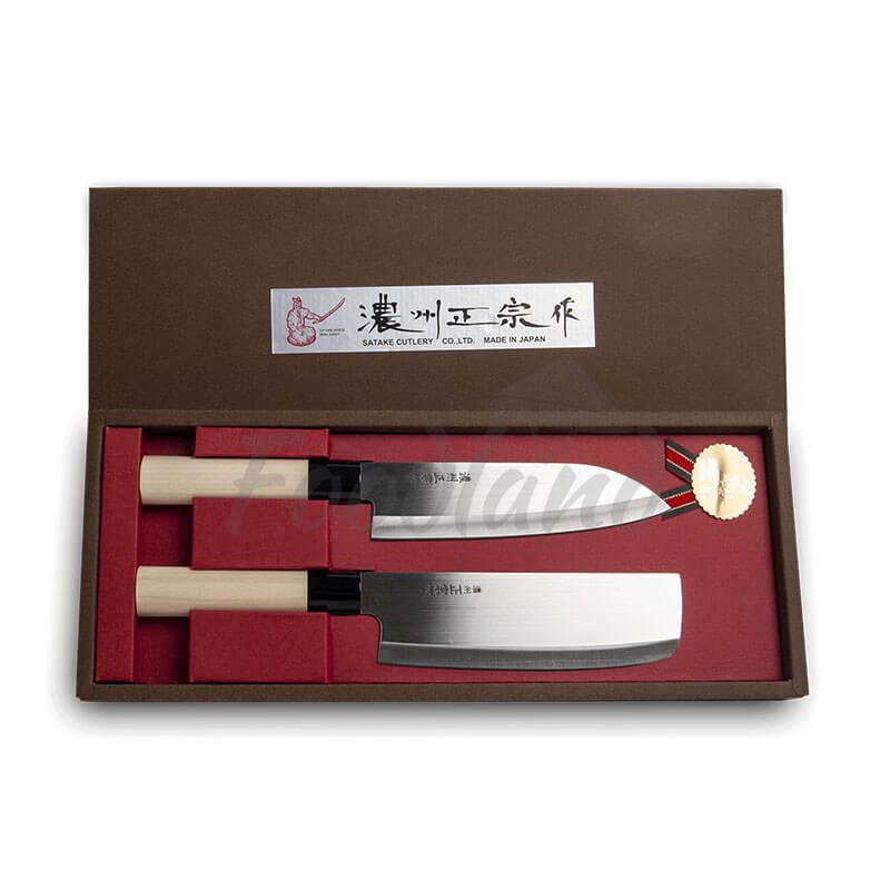 Bộ Dao Nhật SATAKE Santoku + Nakiri  L17,5 cm