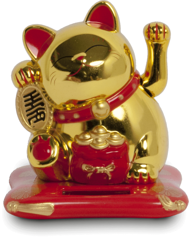 Mèo may mắn - Maneki Neko - Vàng năng lượng mặt trời 6.5x7x7.5 cm 6095178